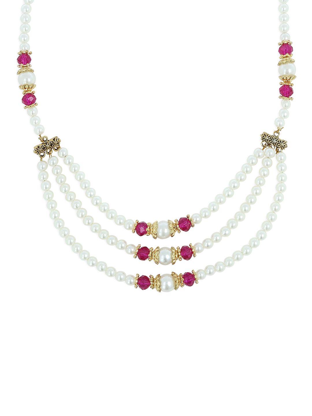 akshara girls pink & white synthetic handcrafted necklace