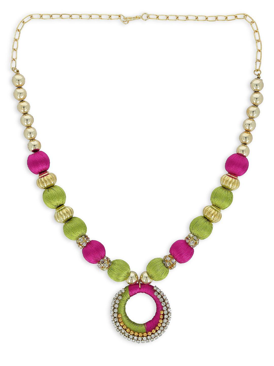 akshara girls pink gold-plated handcrafted necklace