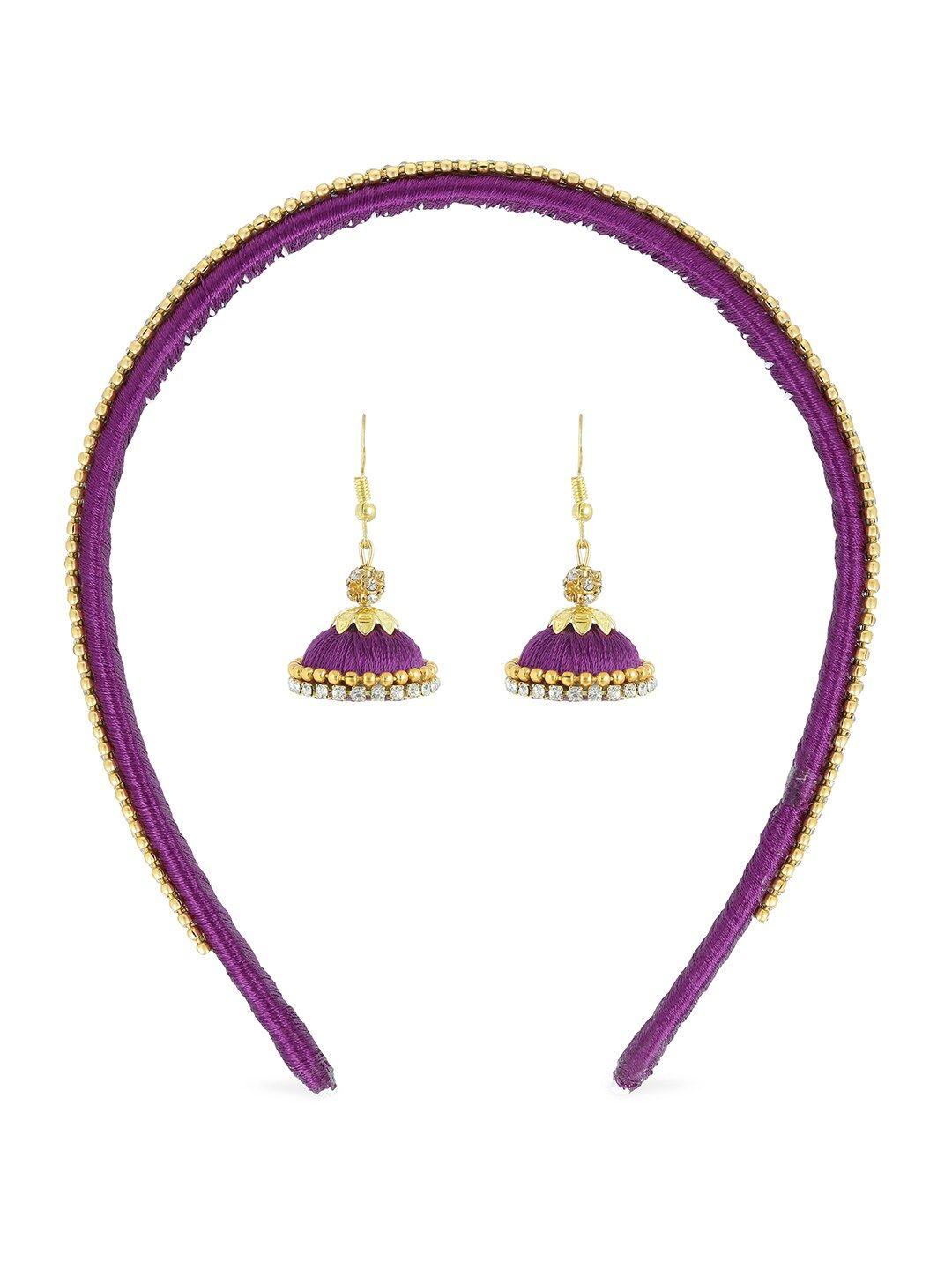 akshara girls purple & gold-toned set of 2 hair accessory set