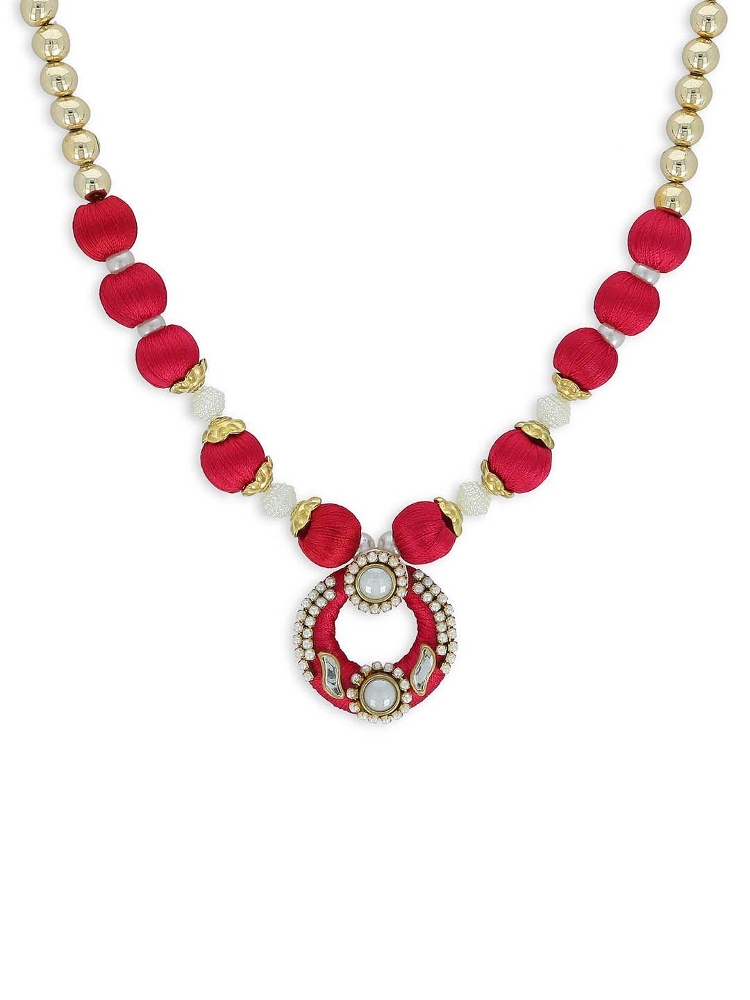 akshara girls red & gold-plated handcrafted necklace
