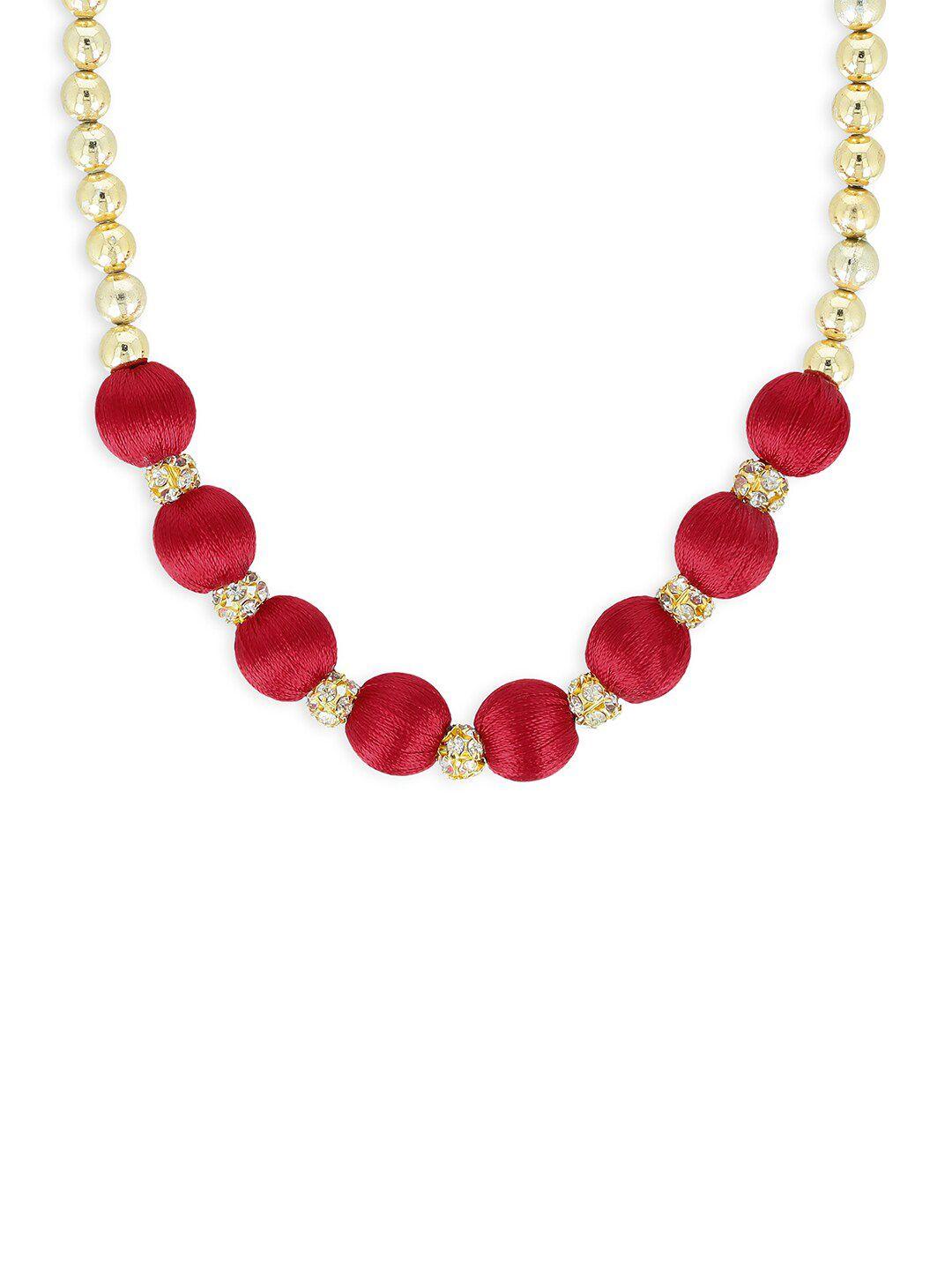 akshara girls red & gold-toned handcrafted necklace