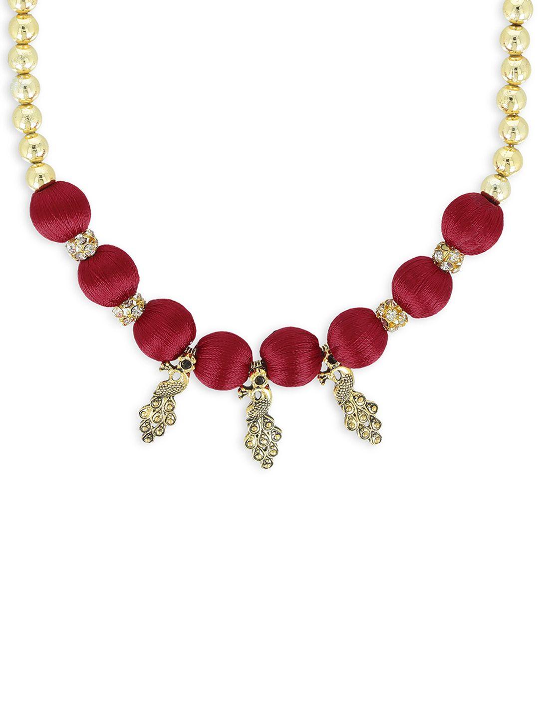 akshara girls red & gold-toned handcrafted necklace