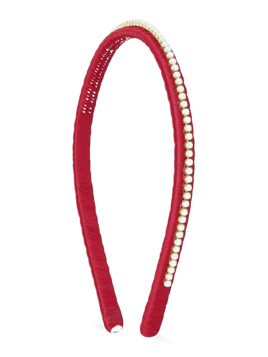 akshara girls red & white beaded hairband