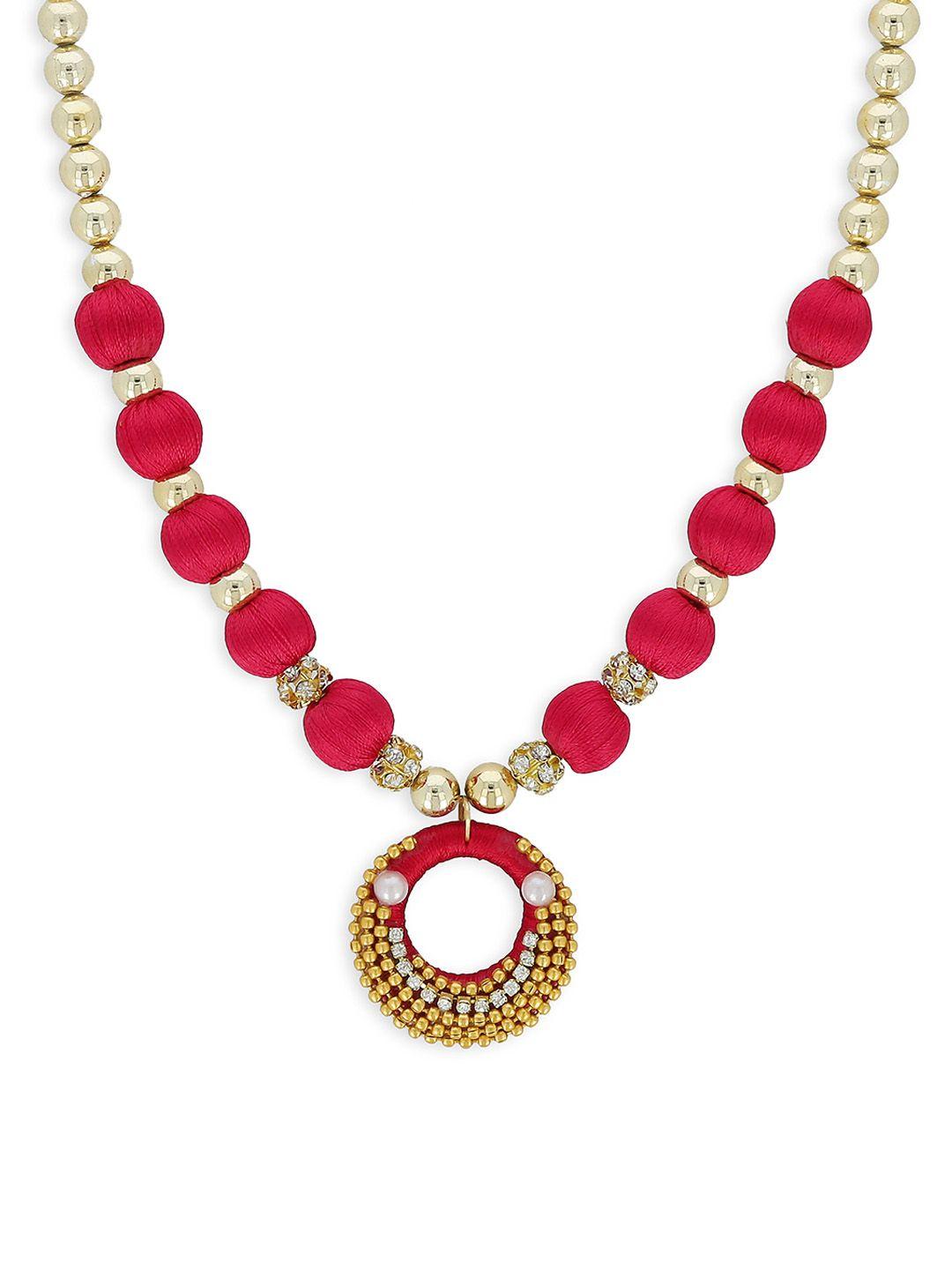 akshara girls red gold-plated handcrafted necklace