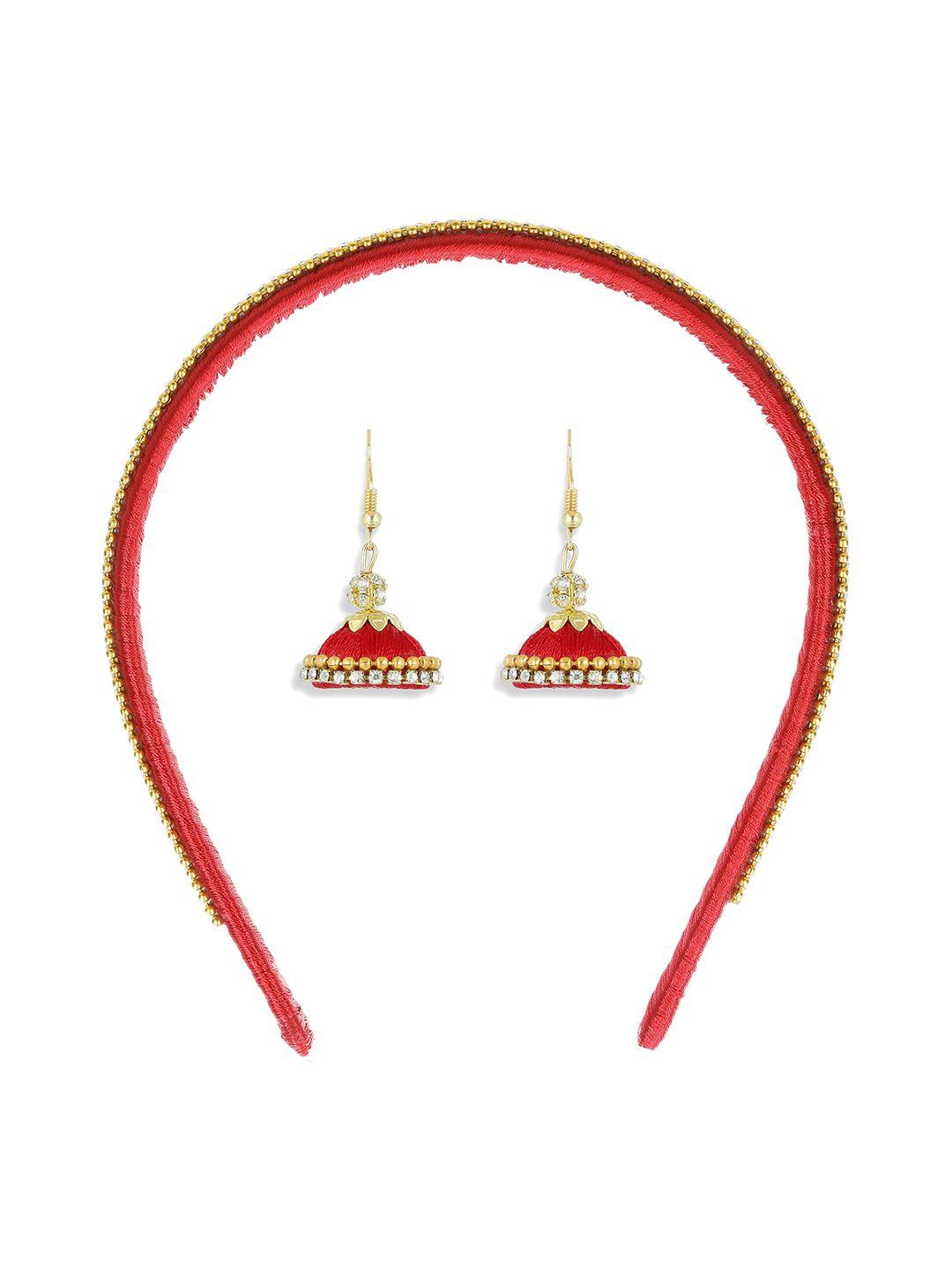akshara girls red set of 2 beaded hair accessory set