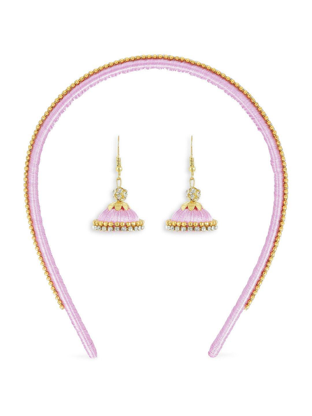 akshara girls rose & gold-toned set of 2 beaded hair accessory set