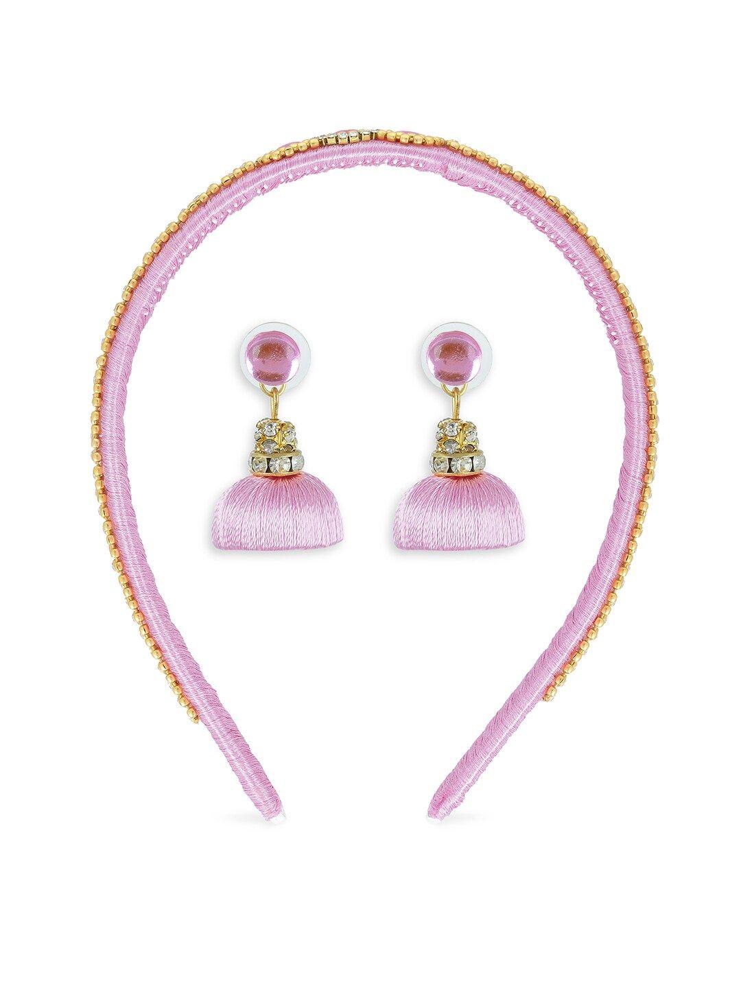 akshara girls rose & gold-toned set of 2 beaded hair accessory set