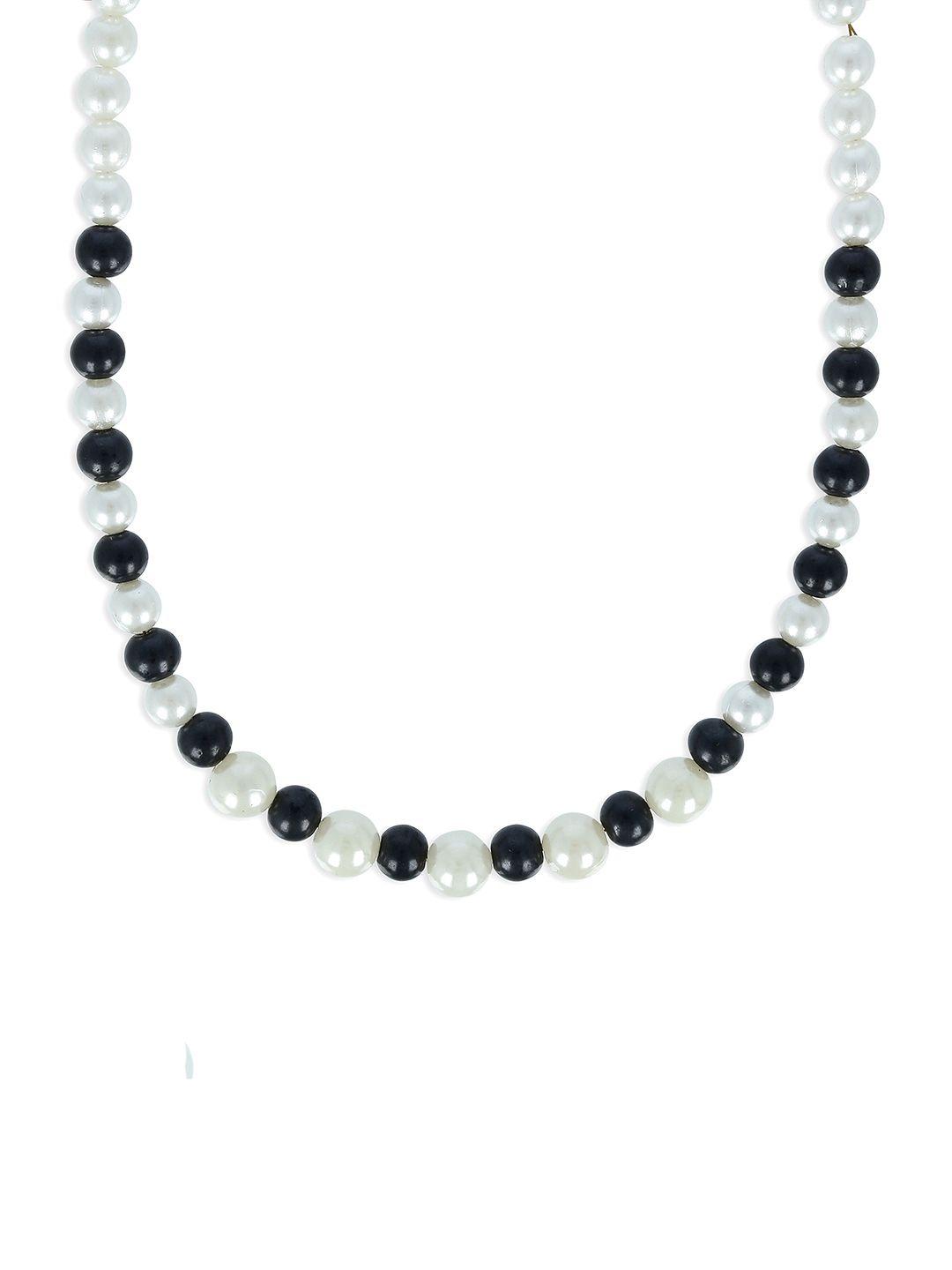 akshara girls white & black synthetic handcrafted necklace