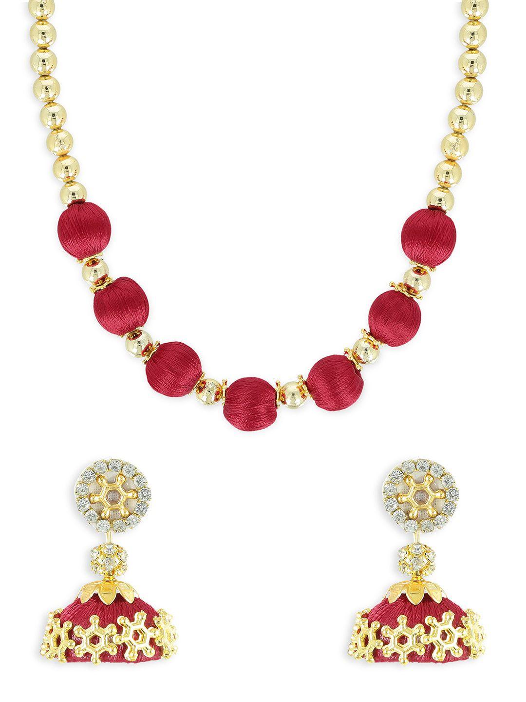 akshara gold-plated red handcrafted jewellery set