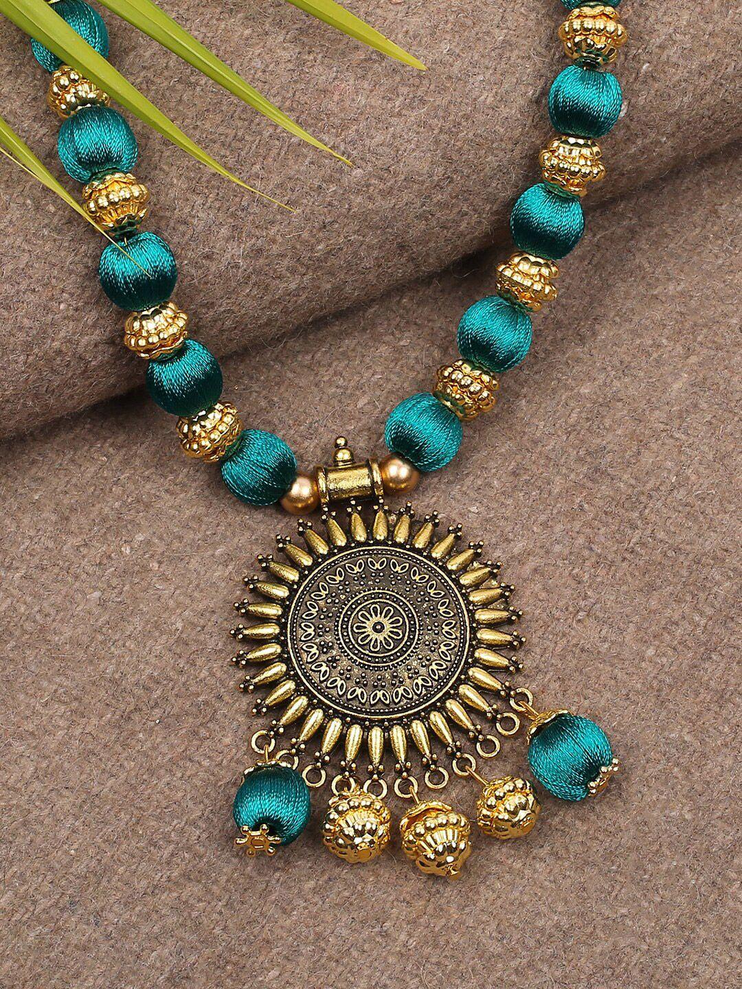 akshara gold-plated silk thread necklace