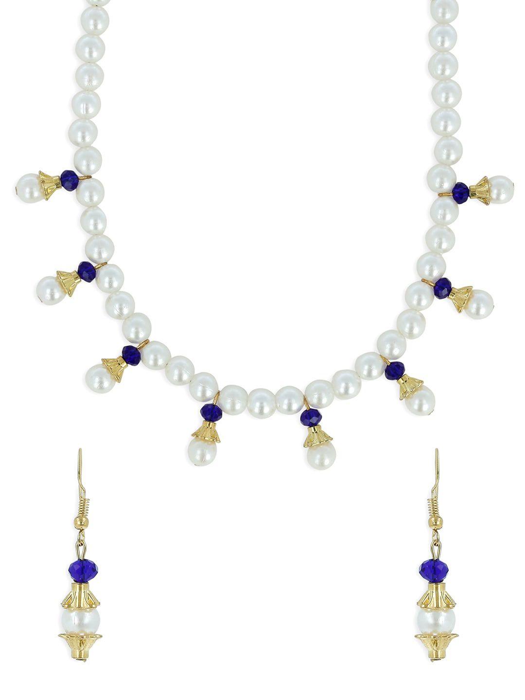 akshara gold-plated stone-studded & pearl beaded jewellery set