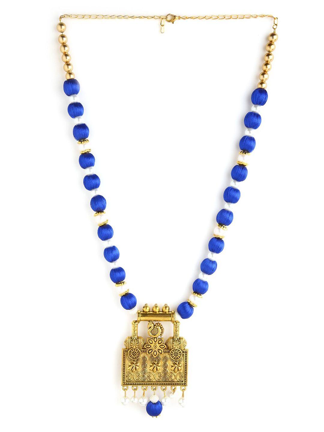 akshara gold-toned & blue german silver gold-plated handcrafted necklace