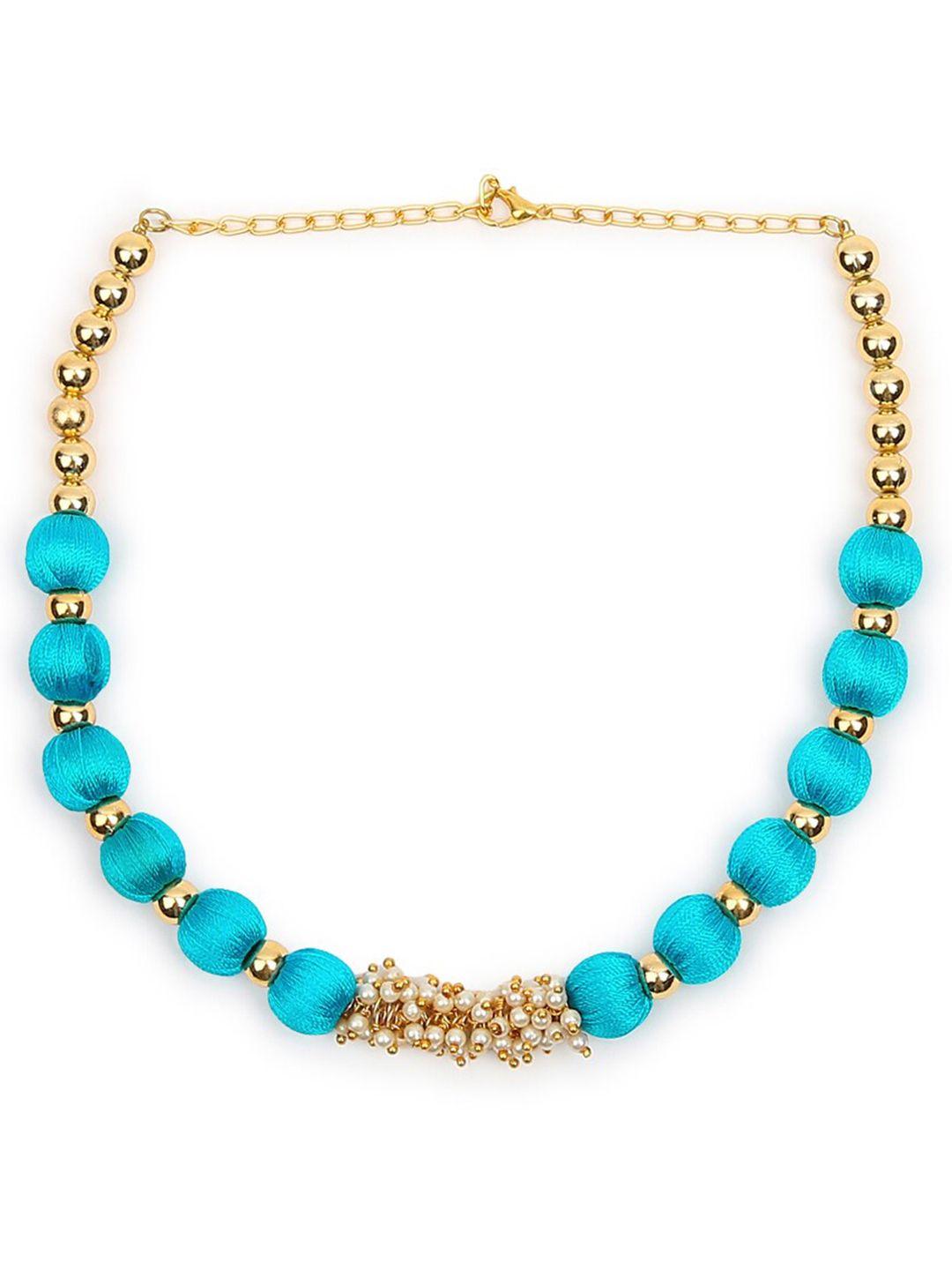 akshara gold-toned & turquoise blue gold-plated choker necklace
