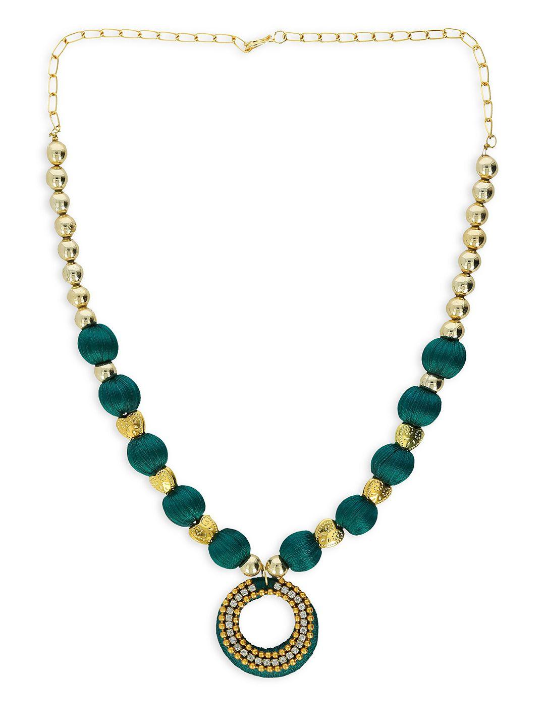 akshara green & gold-toned choker necklace