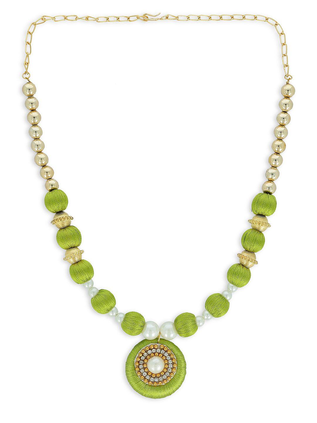 akshara green & gold-toned choker necklace