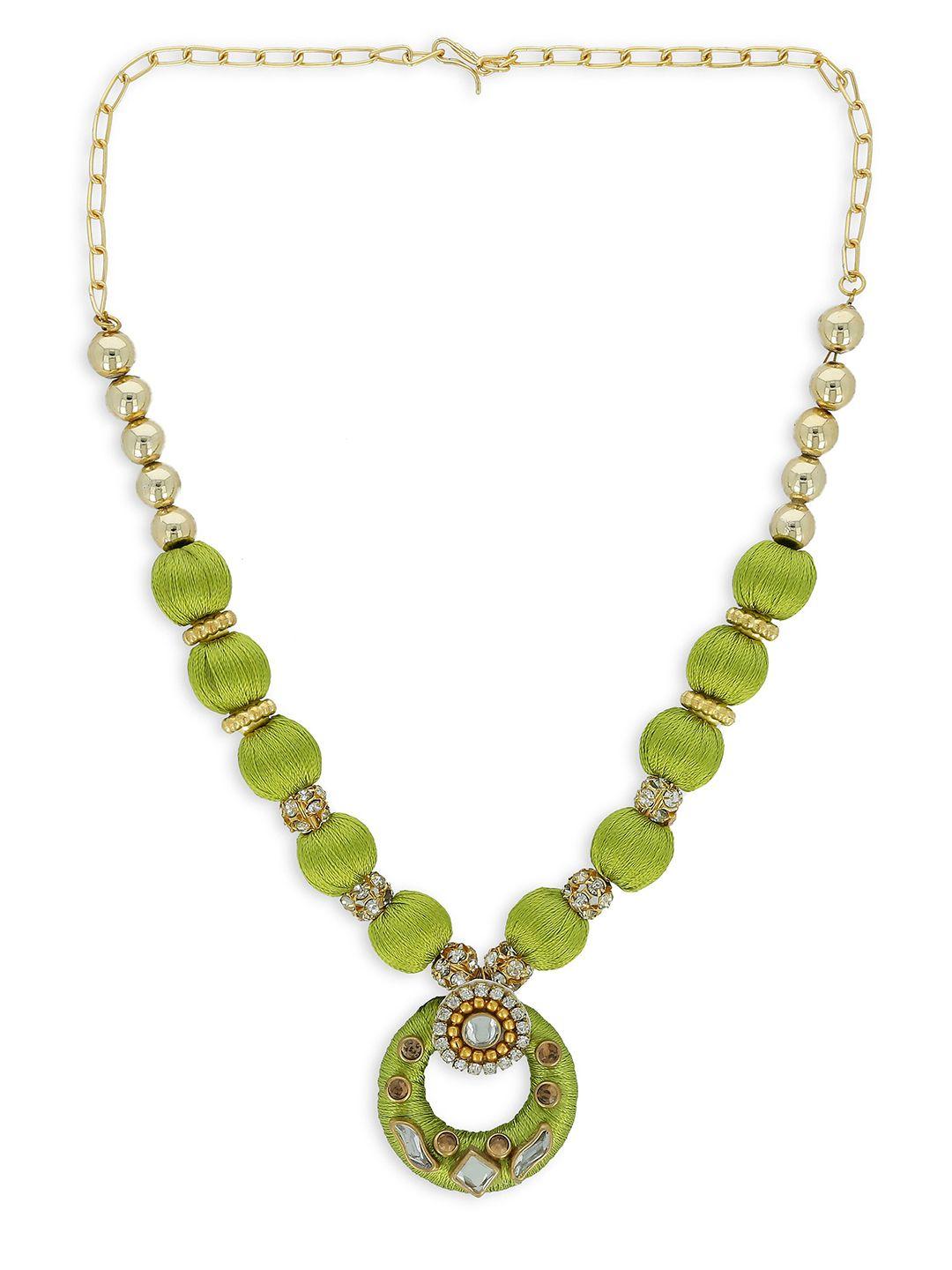 akshara green & gold-toned choker necklace