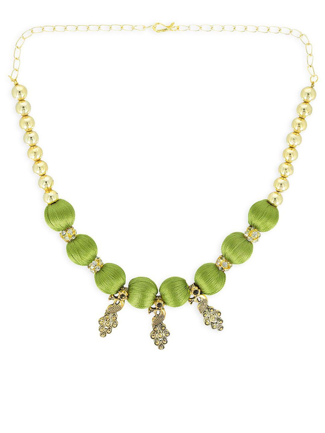 akshara green & gold-toned choker necklace