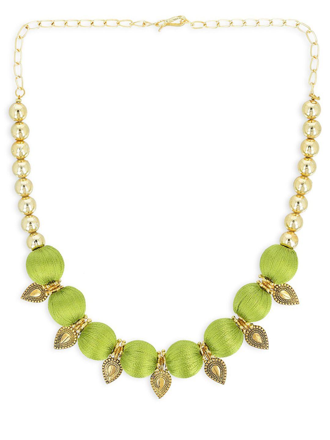 akshara green & gold-toned choker necklace