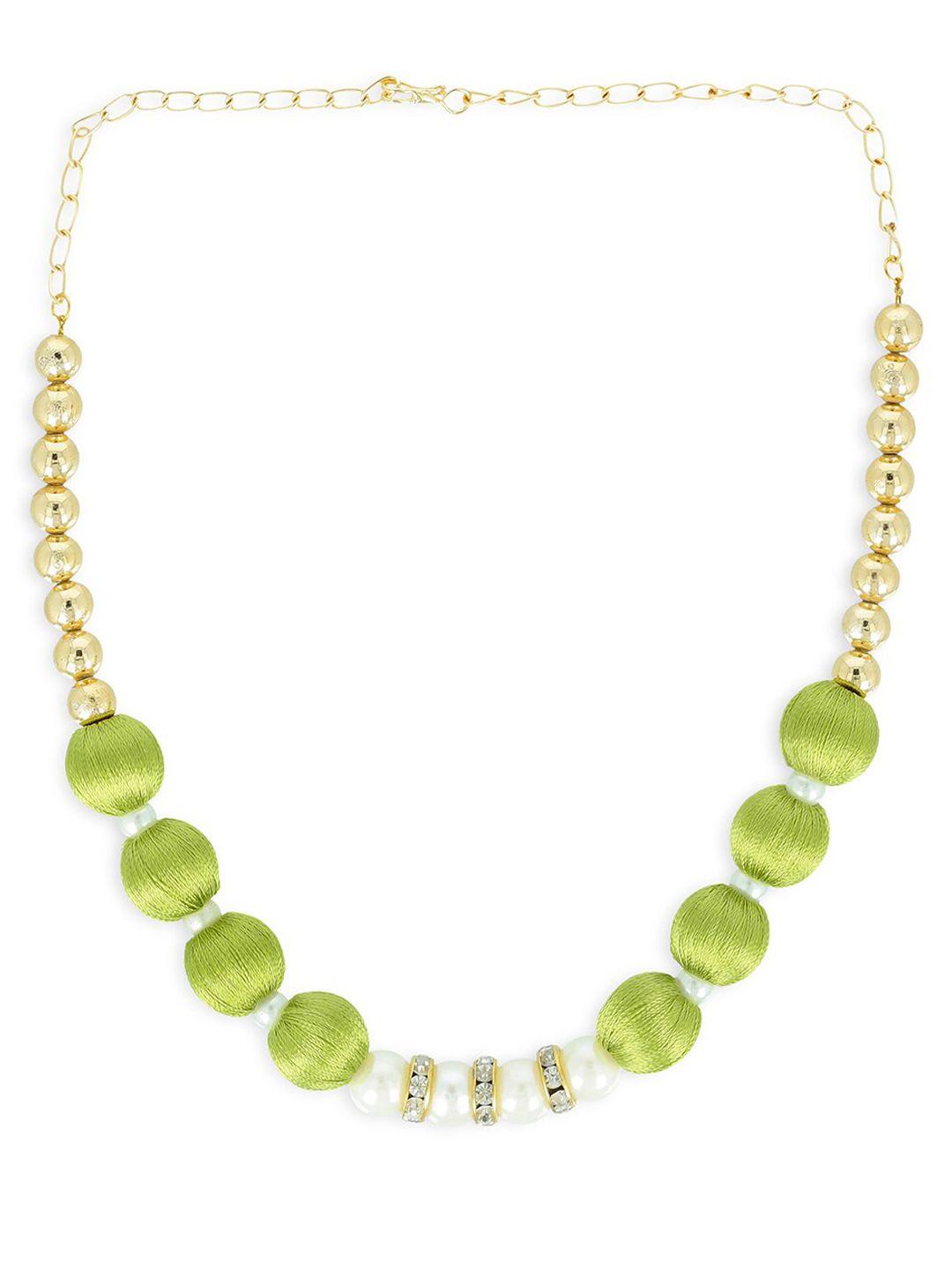 akshara green & gold-toned handcrafted choker necklace