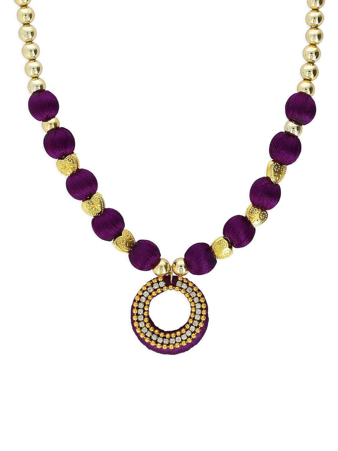 akshara purple & gold-toned handcrafted necklace