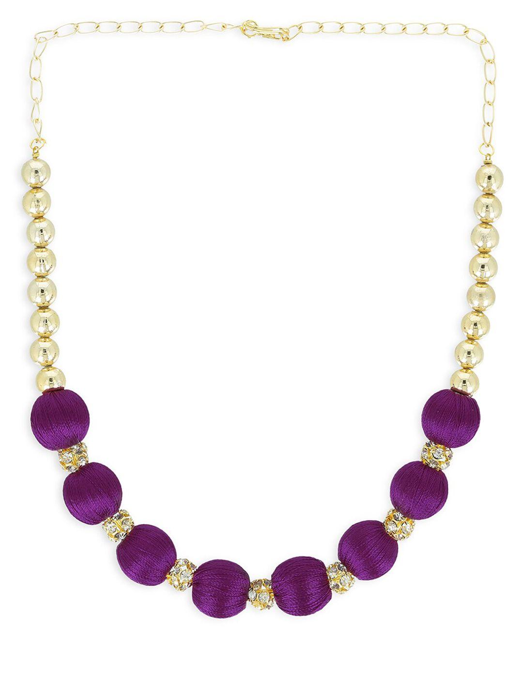 akshara purple & gold-toned handcrafted necklace