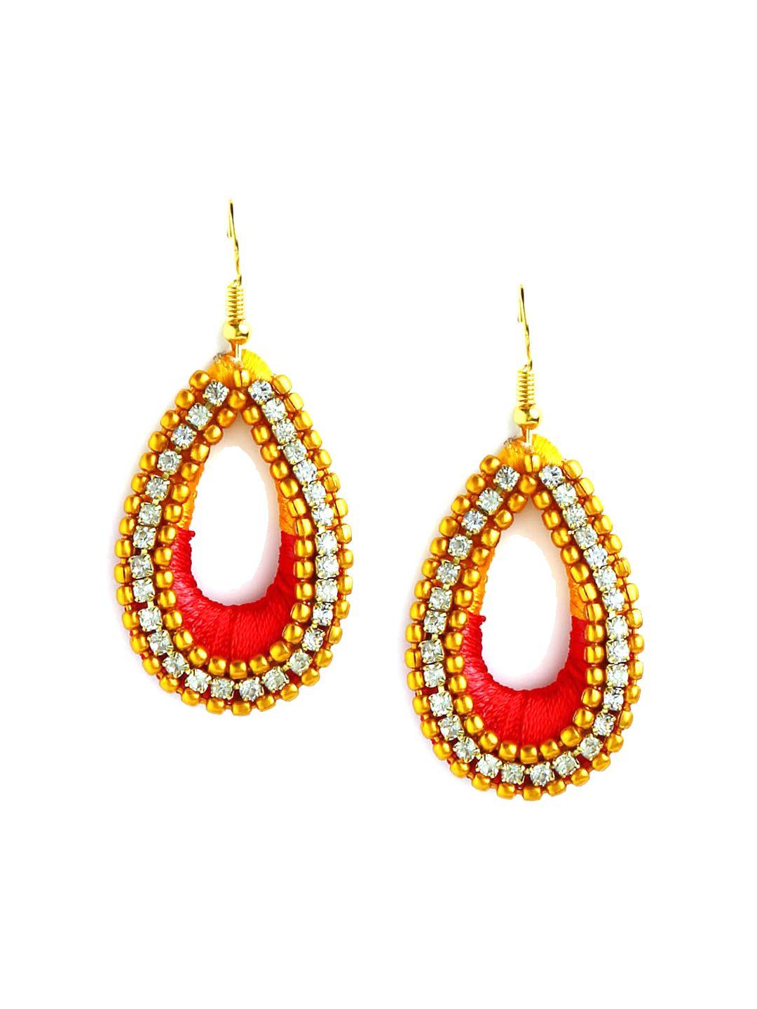 akshara red handcrafted drop earrings