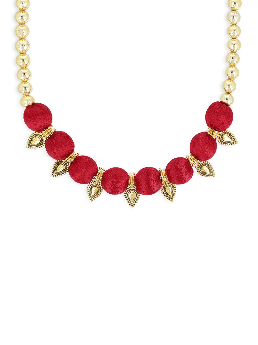 akshara women red & gold-toned handcrafted necklace