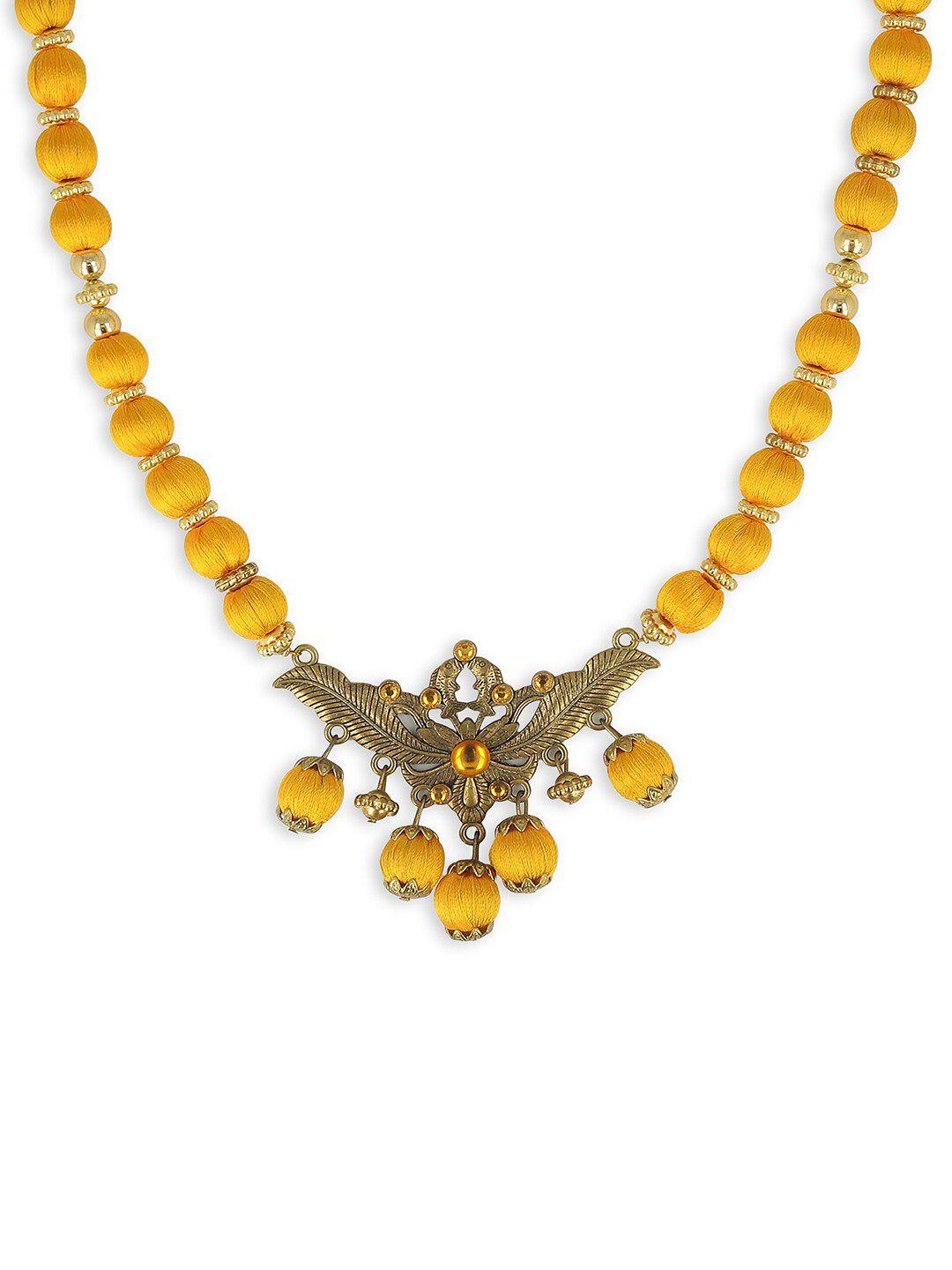 akshara women yellow brass necklace