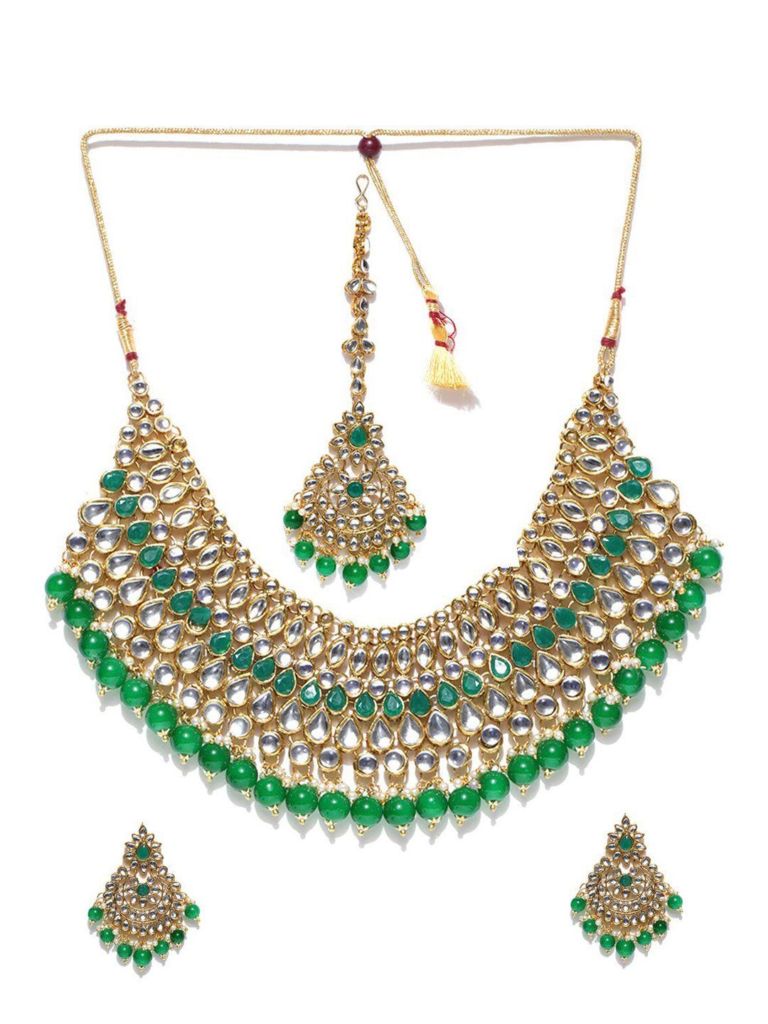 alamod  gold plated kundan-studded & beaded jewellery set