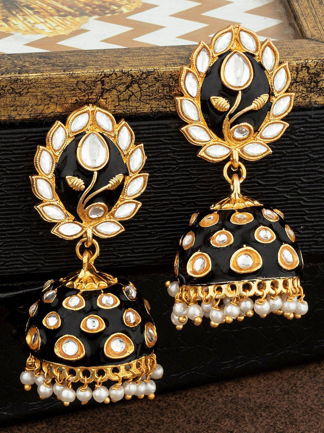 alamod gold-plated dome shaped jhumkas earrings