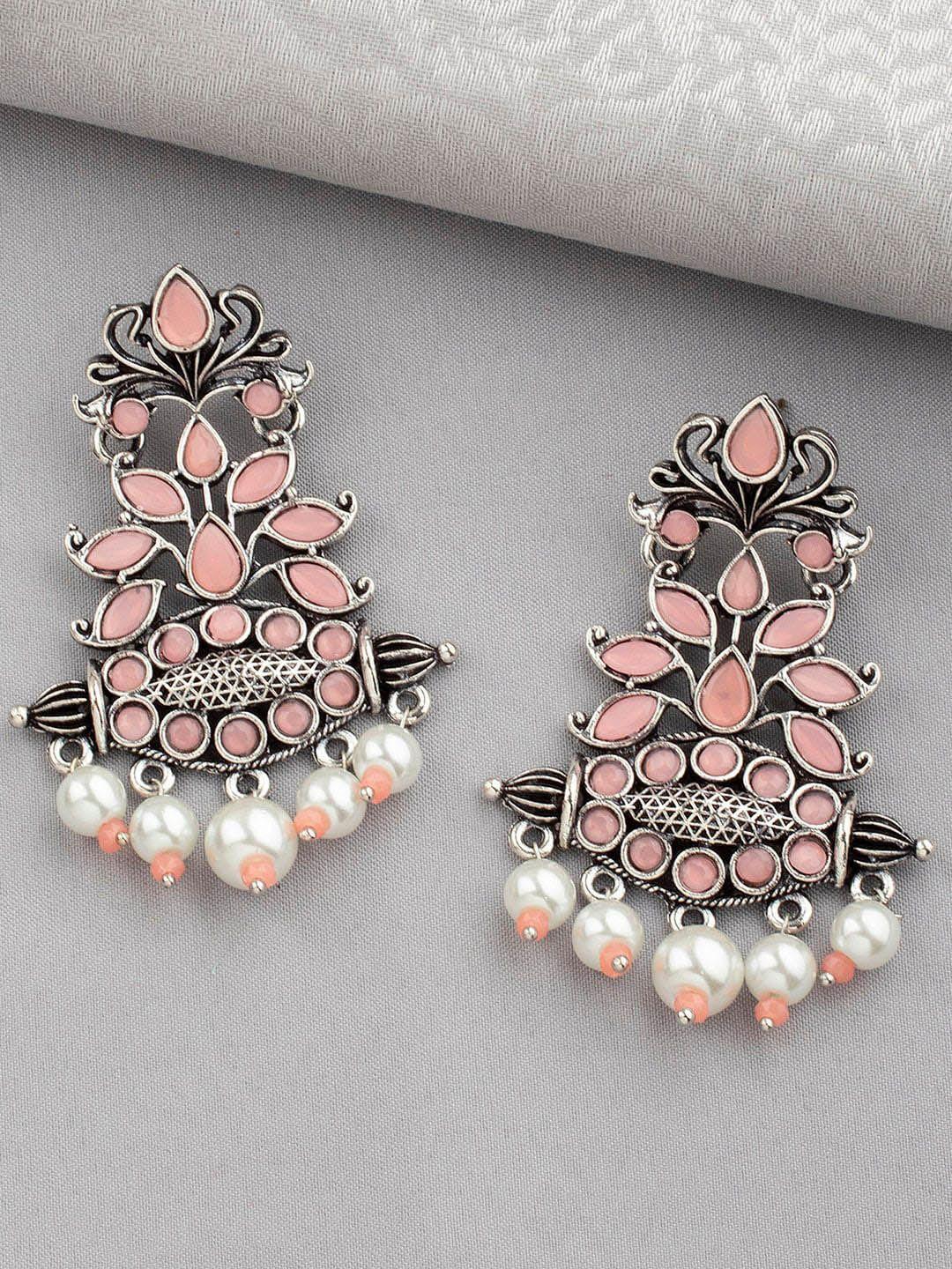 alamod floral silver plated drop earrings