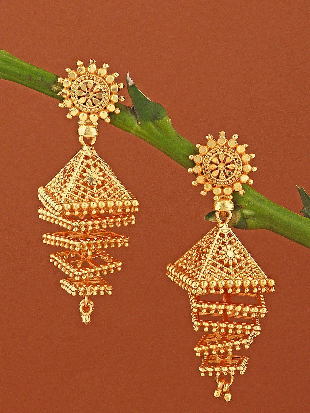 alamod gold-plated classic jhumkas earrings