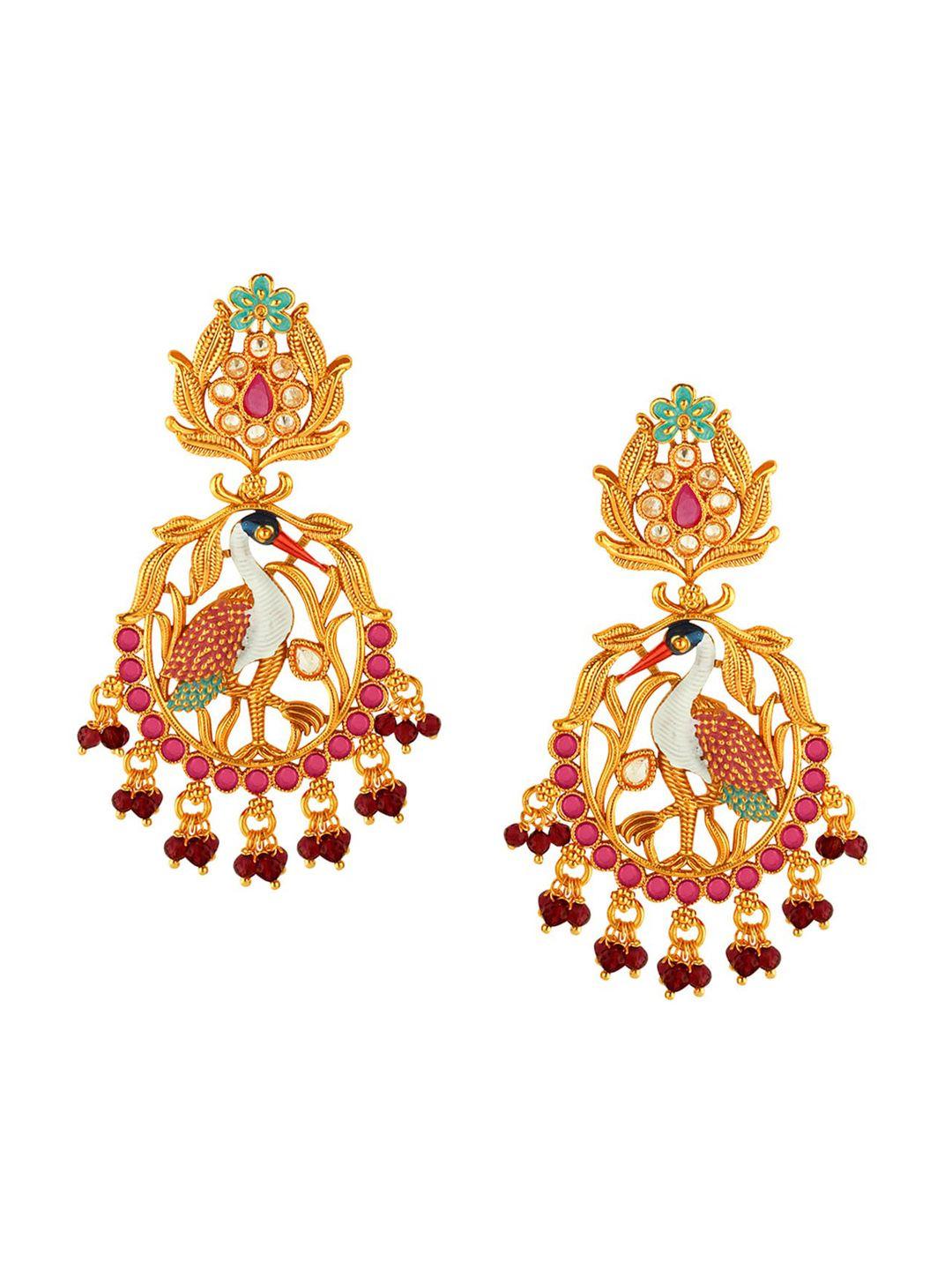 alamod gold-plated peacock shaped drop earrings