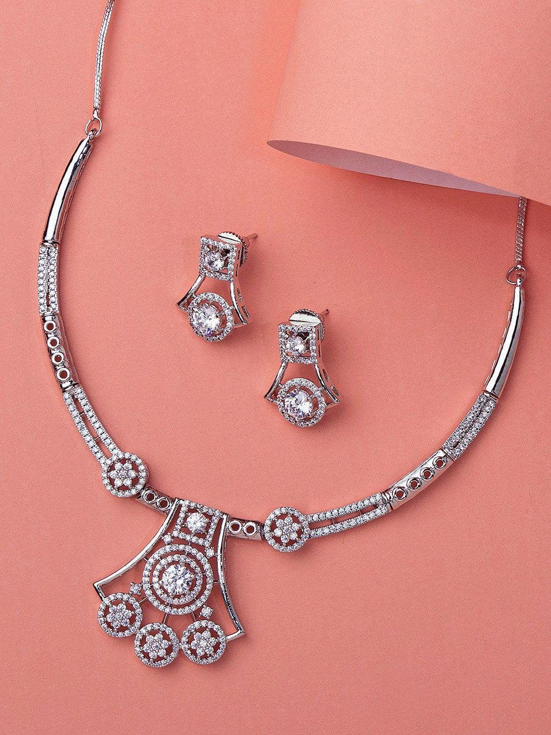 alamod silver-plated  stone-studded jewellery set