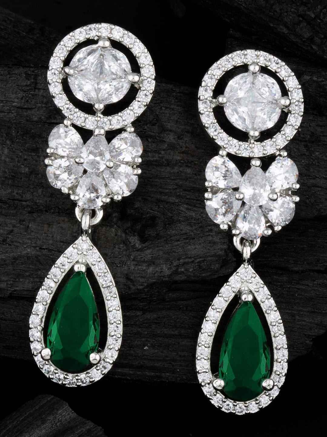 alamod silver plated contemporary cz studded drop earrings