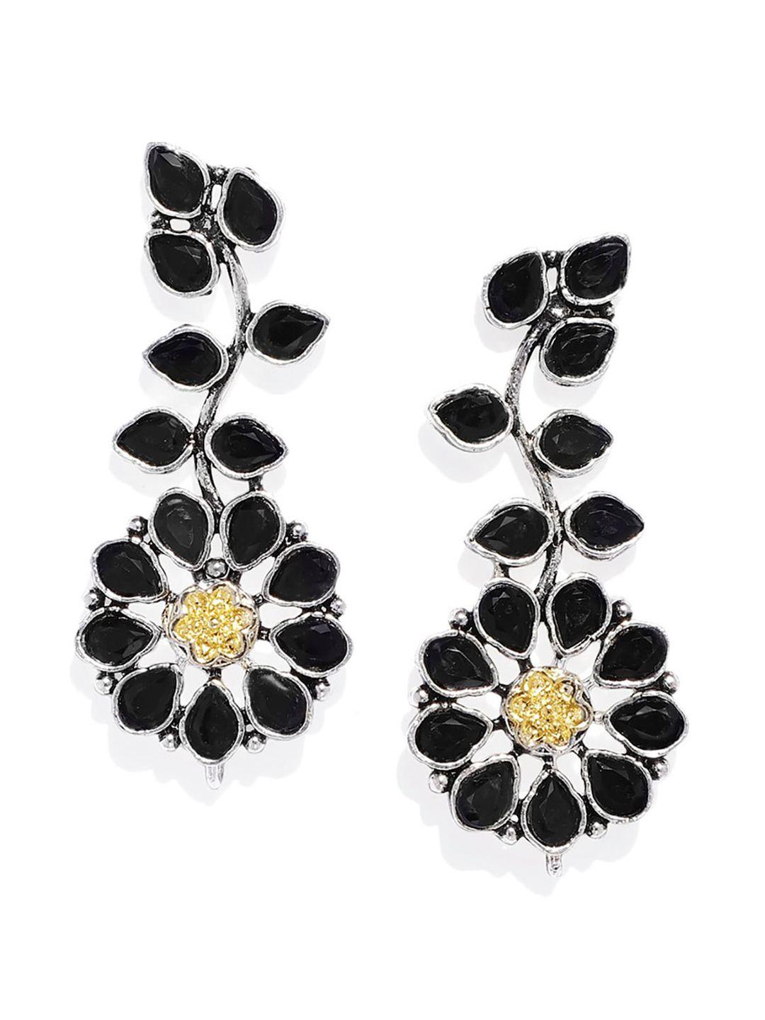 alamod silver-plated floral drop earrings