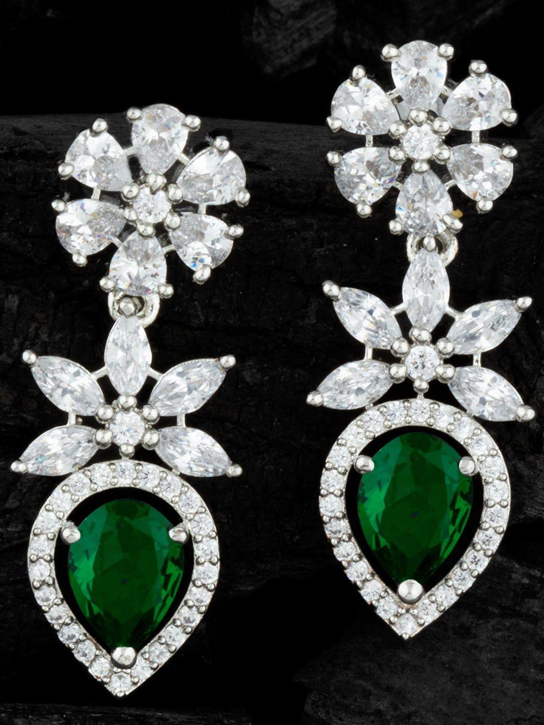 alamod silver-plated leaf shaped drop earrings