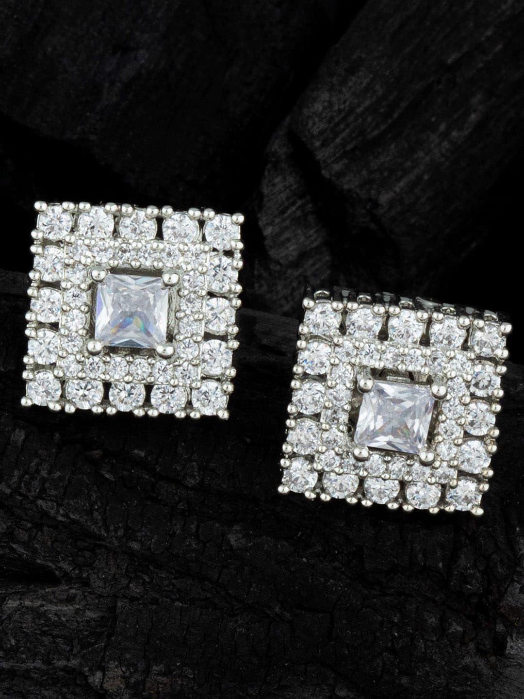 alamod silver-plated square studs earrings