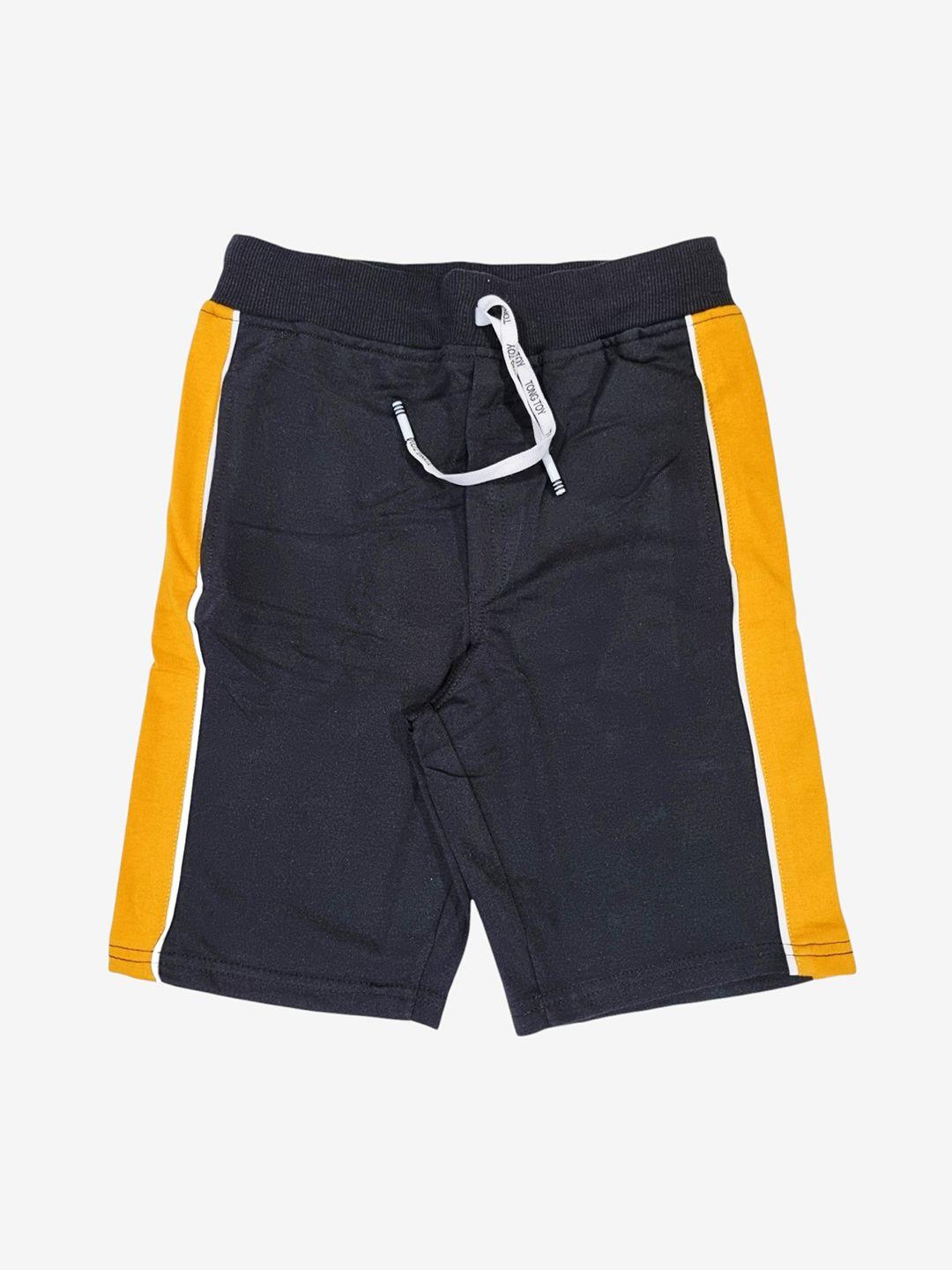 alan jones boys black & yellow colourblocked shorts