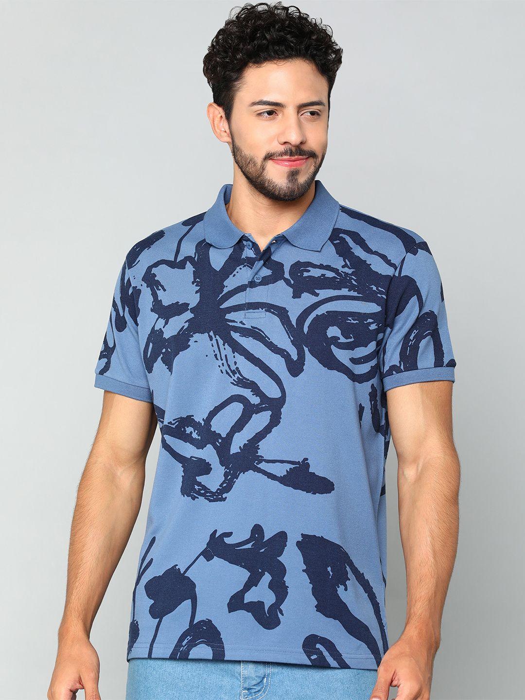 alan jones abstract printed polo collar slim fit t-shirt