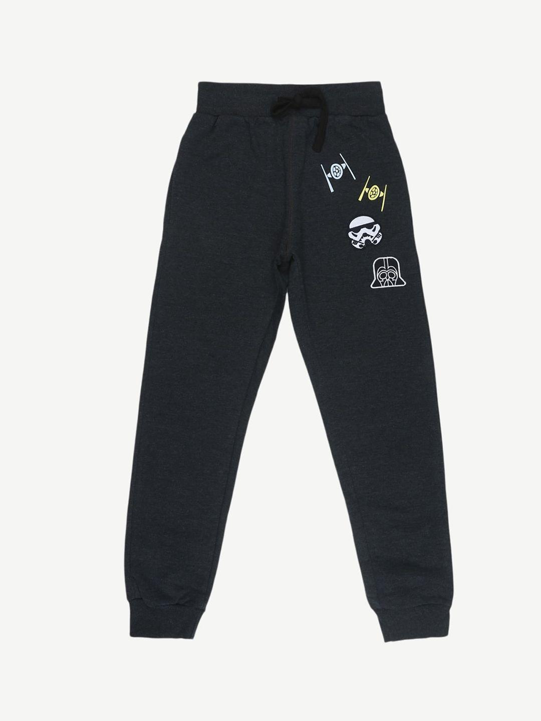 alan jones boys charcoal grey solid joggers