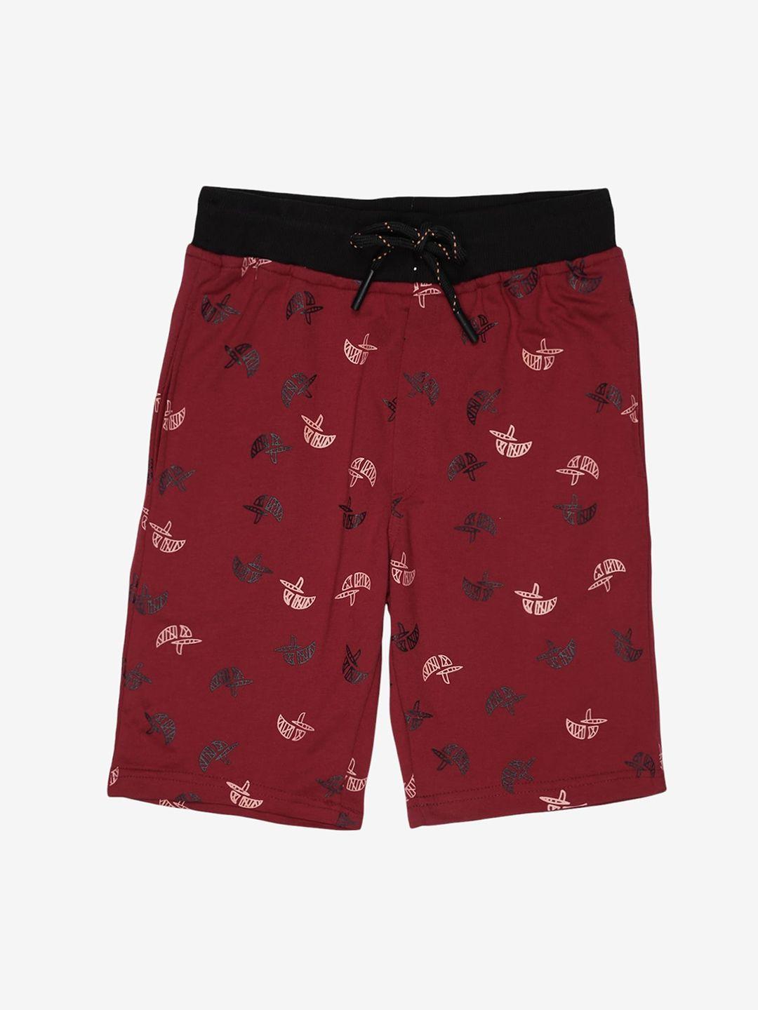 alan jones boys maroon conversational printed outdoor shorts