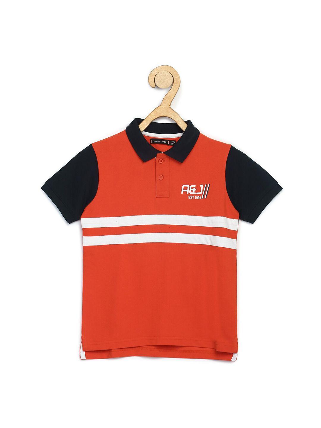 alan jones boys orange colourblocked polo collar t-shirt
