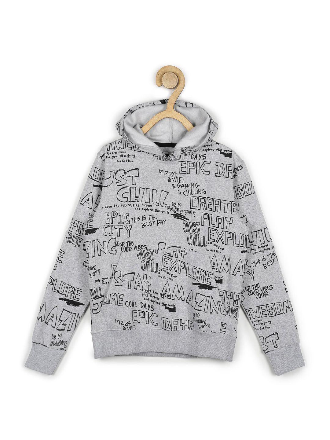 alan jones boys typography printed hooded pullover sweatshirt