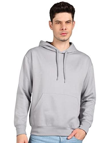 alan jones clothing men's cotton blend hooded neck loose oversize hoodie (grey_l)