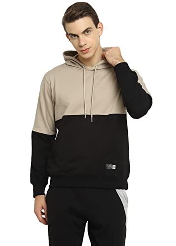 alan jones clothing men's cotton colorblocked regular fit hooded sweatshirt (light green_m)