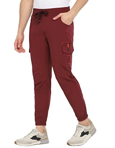 alan jones clothing men's nylon solid cargo joggers (wine_xl)