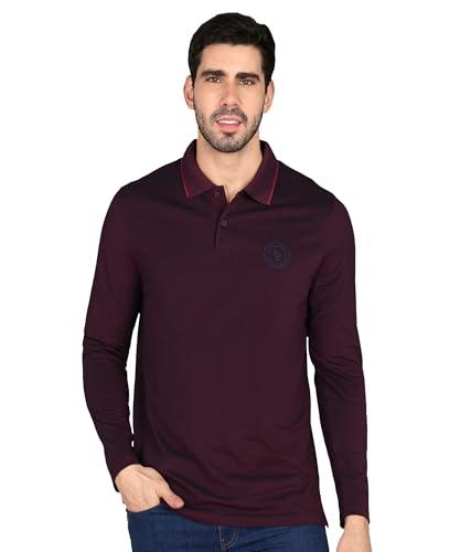 alan jones clothing men's solid full sleeves polo t-shirt (m_mulberry mix)