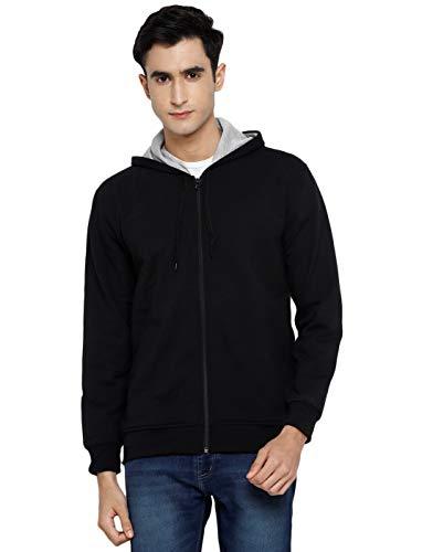 alan jones clothing men's solid hooded sweatshirt (black_l)