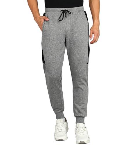 alan jones clothing men's solid regular fit cotton joggers track pant (melange_3xl)